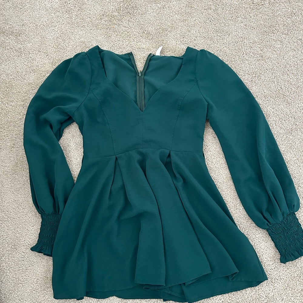 Glam Teal V-Neck Dress